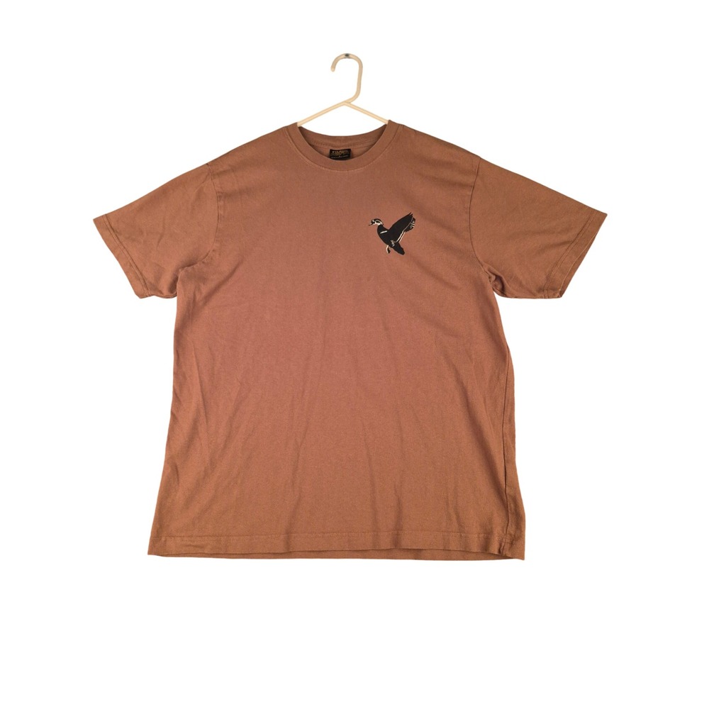 Filson Mens Wood Duck Graphic T-Shirt Copper Tan Brown Cotton Crewneck Large